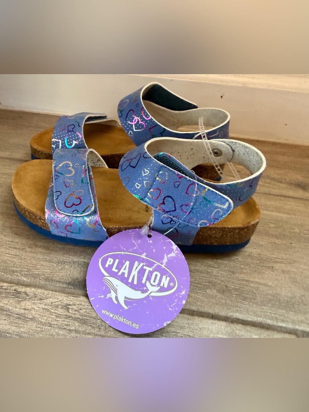 Plakton Kids Blue Glitter Heart Strap Sandals